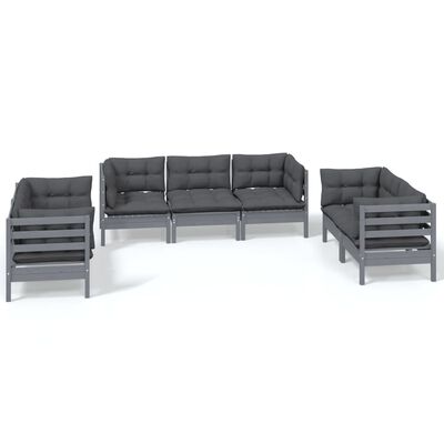 vidaXL 7-tlg. Garten-Lounge-Set mit Kissen Kiefer Massivholz