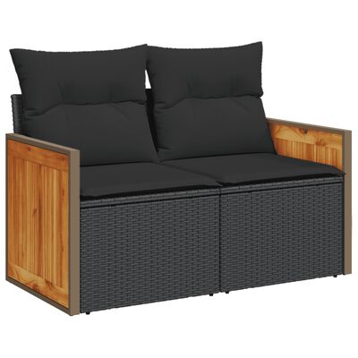 vidaXL 5-tlg. Garten-Sofagarnitur mit Kissen Schwarz Poly Rattan