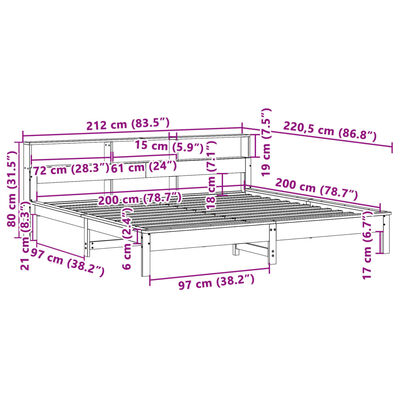 vidaXL Massivholzbett ohne Matratze Weiß 200x200 cm Kiefernholz