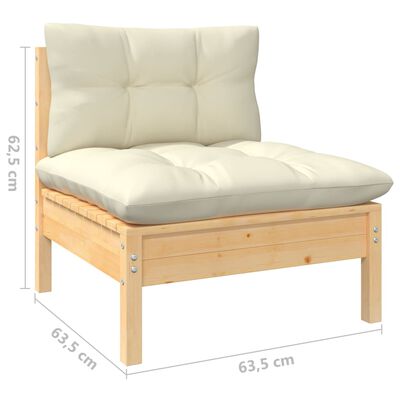 vidaXL 12-tlg. Garten-Lounge-Set mit Creme Kissen Kiefernholz