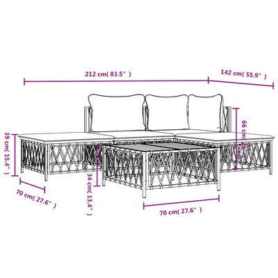 vidaXL 5-tlg. Garten-Lounge-Set mit Kissen Anthrazit Stahl