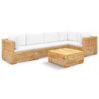 vidaXL 6-tlg. Garten-Lounge-Set mit Kissen Massivholz Teak