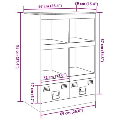 vidaXL Highboard Senfgelb 67x39x95 cm Stahl