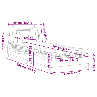 vidaXL Bett mit Matratze Braun 90x190 cm Kunstleder