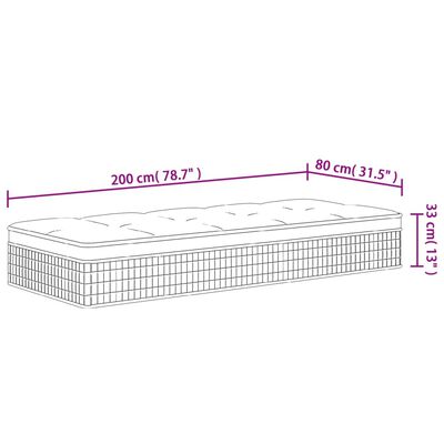 vidaXL Matratze Taschenfederkern Mittelfest 80x200 cm