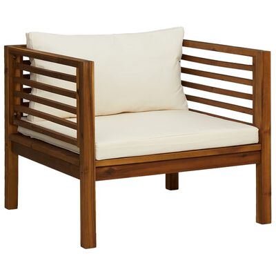 vidaXL 8-tlg. Garten-Lounge-Set mit Creme Kissen Massivholz Akazie