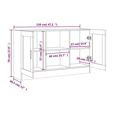 vidaXL Sideboard Grau Sonoma 120x30,5x70 cm Holzwerkstoff