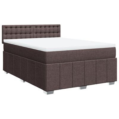 vidaXL Boxspringbett mit Matratze Dunkelbraun 140x200 cm Stoff