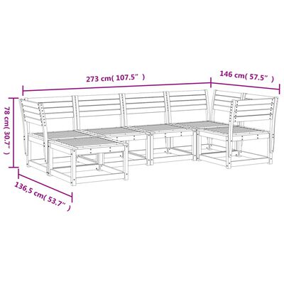 vidaXL 6-tlg. Garten-Sofagarnitur Wachsbraun Massivholz Kiefer