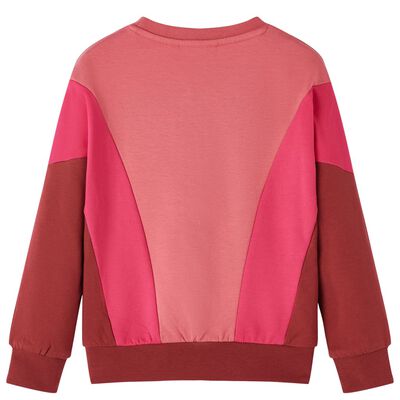 Kinder-Sweatshirt Farbblock Rosa und Henna 140