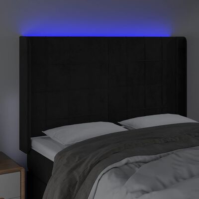 vidaXL LED Kopfteil Schwarz 147x16x118/128 cm Samt