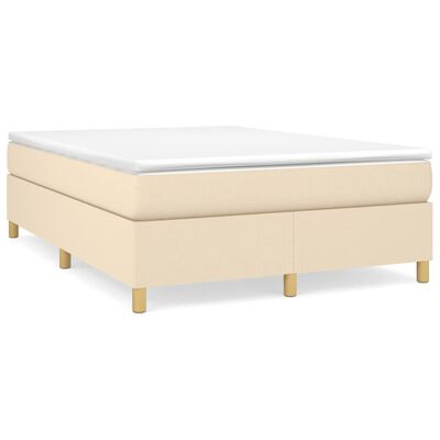 vidaXL Boxspringbett mit Matratze Creme 140x200 cm Stoff