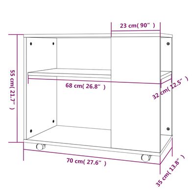 vidaXL Beistelltisch Braun Eiche 70x35x55 cm Holzwerkstoff