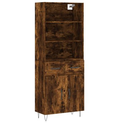 vidaXL Highboard Räuchereiche 69,5x34x180 cm Holzwerkstoff