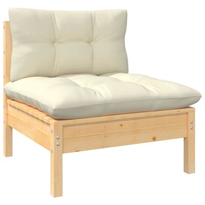 vidaXL 9-tlg. Garten-Lounge-Set mit Creme Kissen Kiefer Massivholz