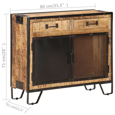 vidaXL Sideboard 80×31×71 cm Raues Mango-Massivholz