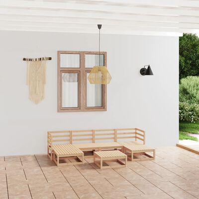 vidaXL 7-tlg. Garten-Lounge-Set Massivholz Kiefer