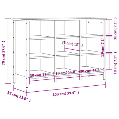 vidaXL Schuhregal Braun Eichen-Optik 100x35x70 cm Holzwerkstoff