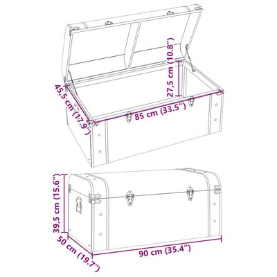 vidaXL Schatztruhe mit Riegeln Dunkelbraun 90x50x39,5 cm Sperrholz