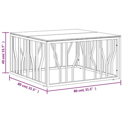 vidaXL Couchtisch Silbern 80x80x40 cm Edelstahl und Glas