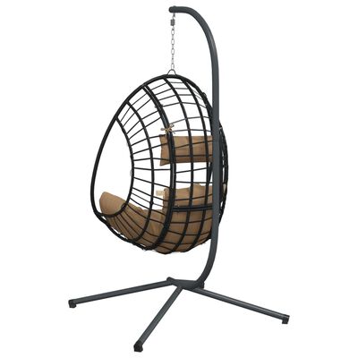 vidaXL Hängesessel Ei-Design mit Ständer Taupe Rattan und Stahl