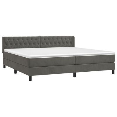 vidaXL Boxspringbett mit Matratze Dunkelgrau 200x200 cm Samt