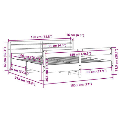 vidaXL Massivholzbett ohne Matratze Weiß 180x200 cm Kiefernholz