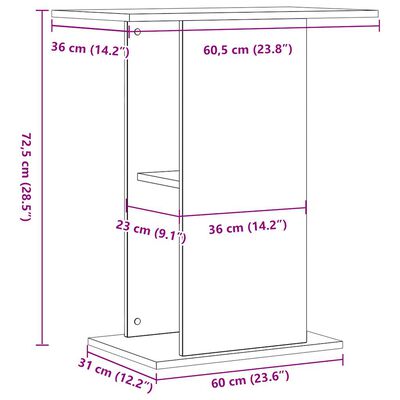 vidaXL Aquariumständer Artisan-Eiche 36x60,5x72,5 cm Holzwerkstoff