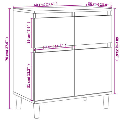 vidaXL Sideboard Grau Sonoma 60x35x70 cm Holzwerkstoff