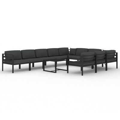 vidaXL 11-tlg. Garten-Lounge-Set mit Kissen Aluminium Anthrazit