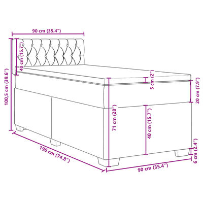 vidaXL Boxspringbett mit Matratze Blau 90x190 cm Samt