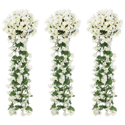 vidaXL Weihnachtskränze Blumen 3 Stk. Weiß 85 cm