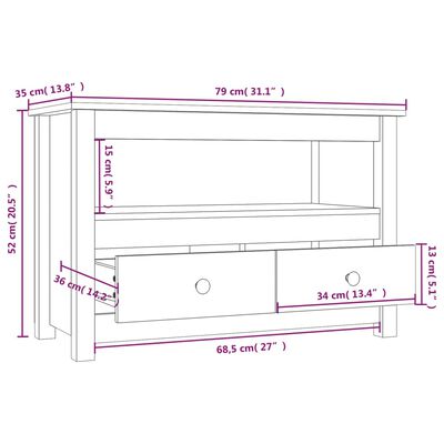 vidaXL TV-Schrank Schwarz79x35x52 cm Massivholz Kiefer