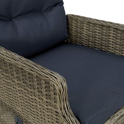 vidaXL Verstellbarer Gartensessel mit Fußhocker Poly Rattan Braun