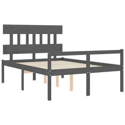 vidaXL Seniorenbett mit Kopfteil 120x200 cm Grau Massivholz