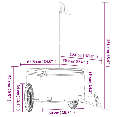 vidaXL Fahrradanhänger Schwarz 45 kg Eisen