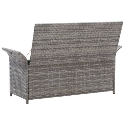 vidaXL Sitzbank mit Stauraum und Kissen Grau 138 cm Poly Rattan