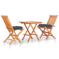 vidaXL 3-tlg. Bistro-Set mit Anthrazit Kissen Massivholz Teak