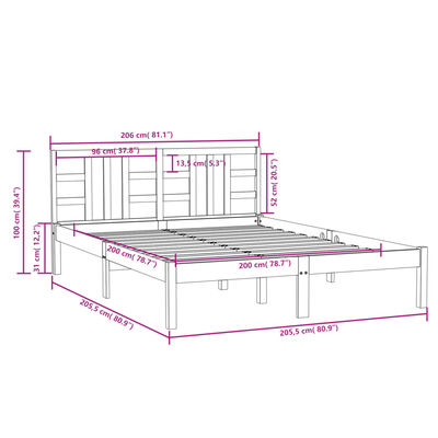 vidaXL Massivholzbett 200x200 cm