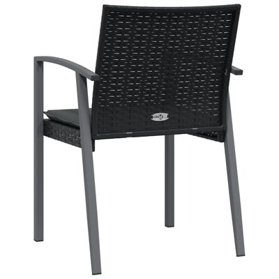 vidaXL Gartenstühle mit Kissen 4 Stk. Schwarz 56,5x57x83cm Poly Rattan