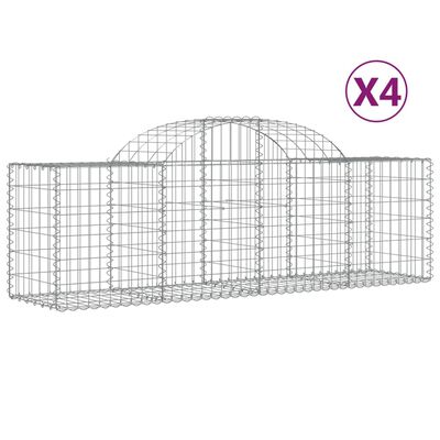 vidaXL Gabionen mit Hochbogen 4 Stk. 200x50x60/80 cm Verzinktes Eisen