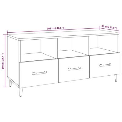 vidaXL TV-Schrank Hochglanz-Weiß 102x35x50 cm Holzwerkstoff