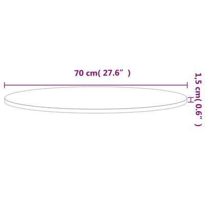 vidaXL Tischplatte Ø70x1,5 cm Rund Massivholz Buche