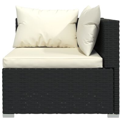 vidaXL 4-tlg. Garten-Lounge-Set mit Auflagen Poly Rattan Schwarz