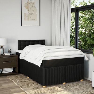 vidaXL Boxspringbett mit Matratze Schwarz 120x200 cm Stoff