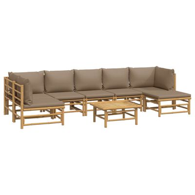 vidaXL 8-tlg. Garten-Lounge-Set mit Kissen Taupe Bambus