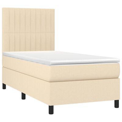 vidaXL Boxspringbett mit Matratze Creme 90x200 cm Stoff