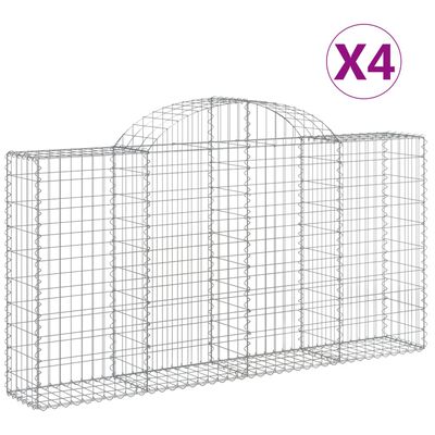 vidaXL Gabionen mit Hochbogen 4 Stk. 200x30x100/120cm Verzinktes Eisen