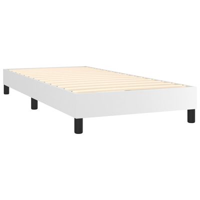 vidaXL Boxspringbett mit Matratze Weiß 90x200 cm Kunstleder