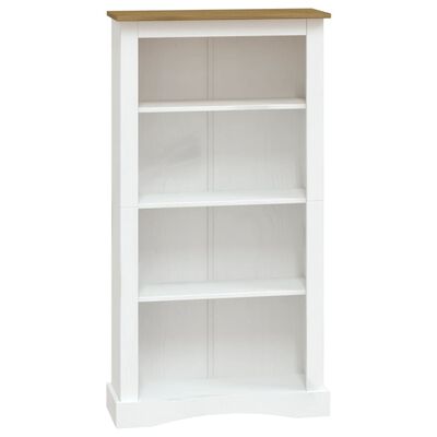 vidaXL Bücherschrank 4 Fächer Mexiko-Stil Kiefernholz Weiß 81x29x150cm